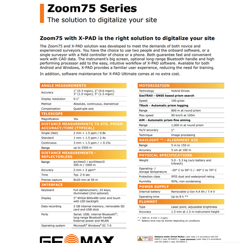 Image of GeoMax 6017094 Zoom75, 5" Robotic Total Station A5 Package